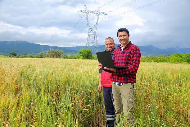 istock Farmers with laptop in the field 528290618