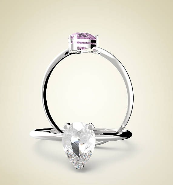 istock Golden wedding ring wiith diamond. 3D illustration 528291610