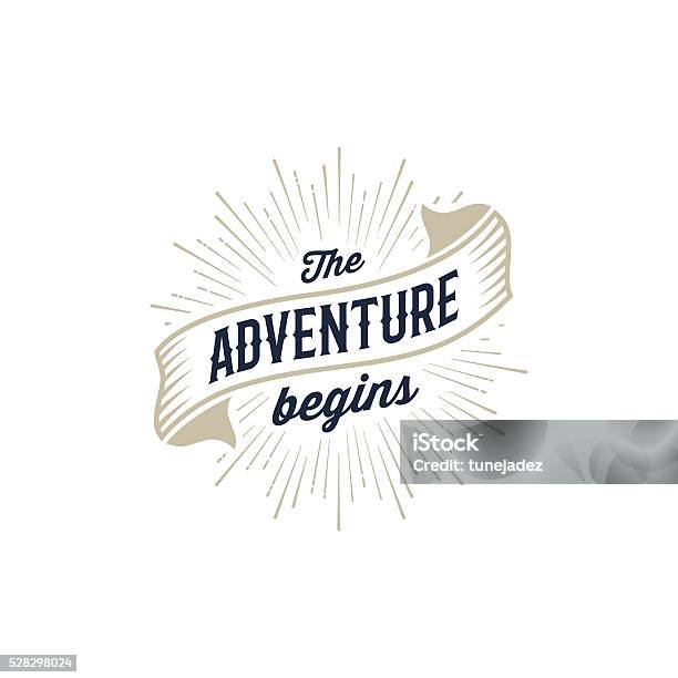 Adventure Begins Gold Stock Illustration - Download Image Now - Quotation - Text, Adventure, Fashion