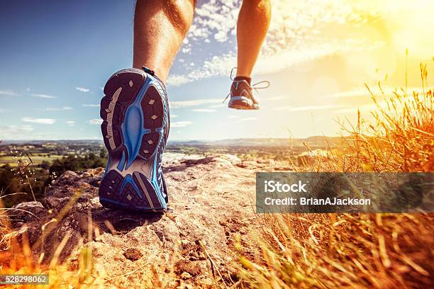 Healthy Trail Running Stock Photo - Download Image Now - Running, Jogging, Men