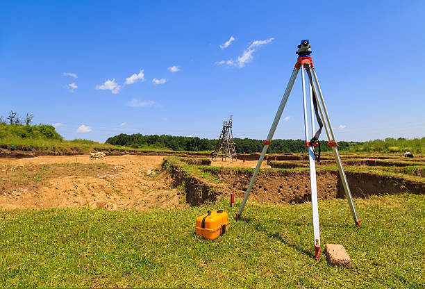 istock Surveying measuring equipment on tripod 528298654