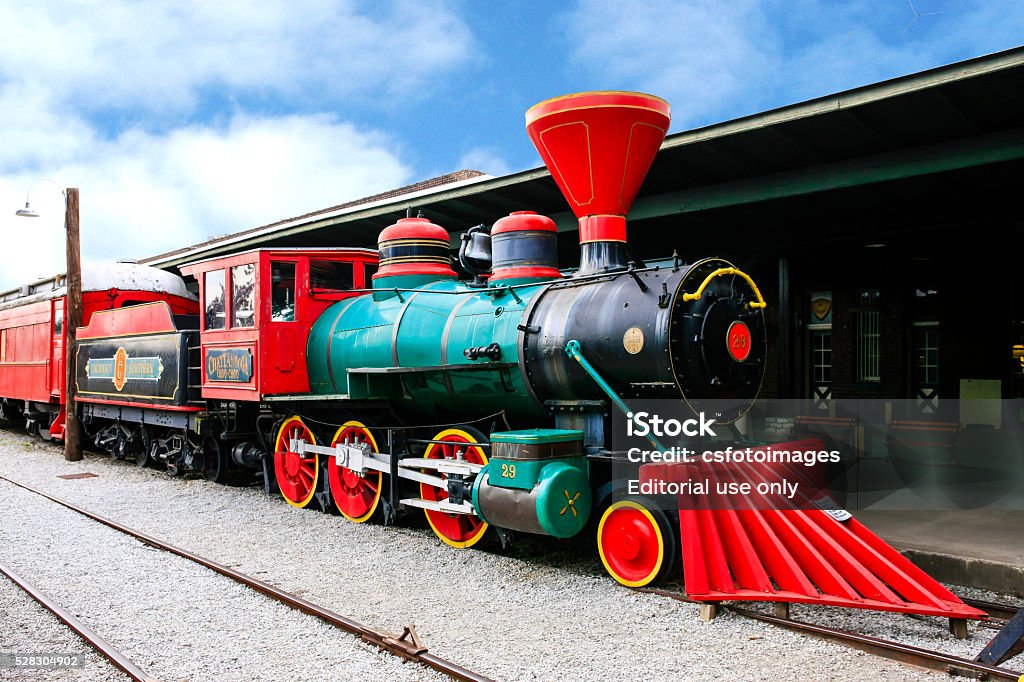 The Chattanooga Choo-Choo locomotive at the former Terminal Station, Tennessee Chattanooga, TN, USA - April 10, 2016: The Chattanooga Choo-Choo locomotive at the former Terminal Station, Tennessee Chattanooga Stock Photo