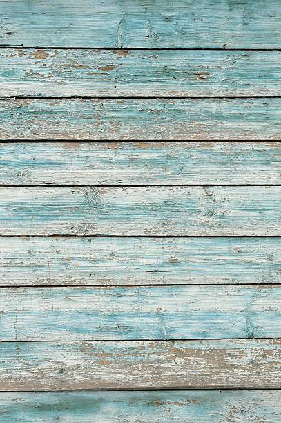 istock Old wooden wall painted pale blue 528305698