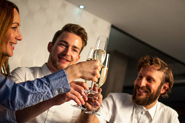 cheers! - party business toast champagne foto e immagini stock