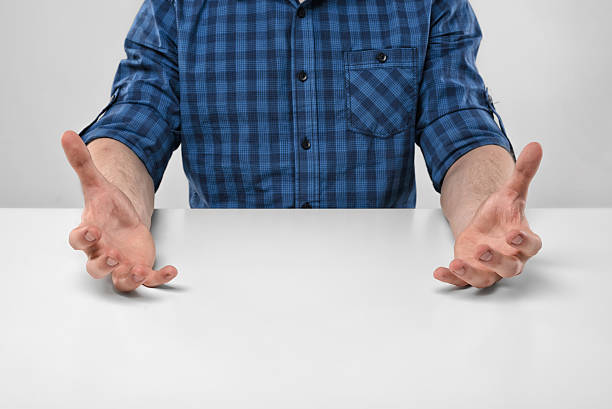 istock Close-up hands of man showing the size 528306800