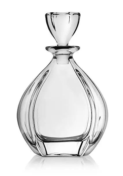 Empty decanter isolated on a white background