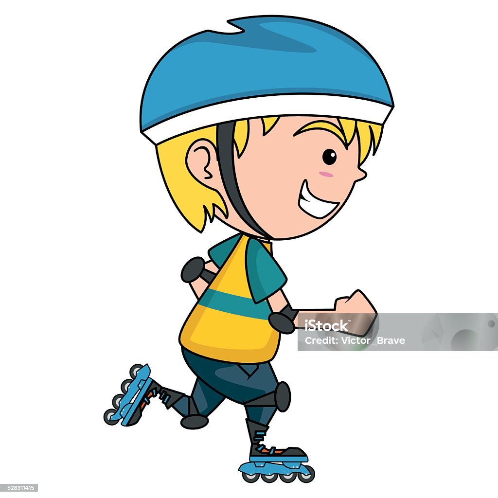 Kid on roller skates Little kid on roller skates, isolated vector illustration Active Lifestyle stock vector