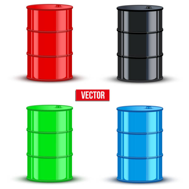 istock Set of metal oil barrels. Vector illustration on white background 528312105