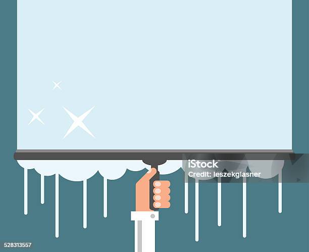 Window Cleaning Background Flat Design Vector Stock Illustration - Download Image Now - Blue, Cleaner, Computer Graphic