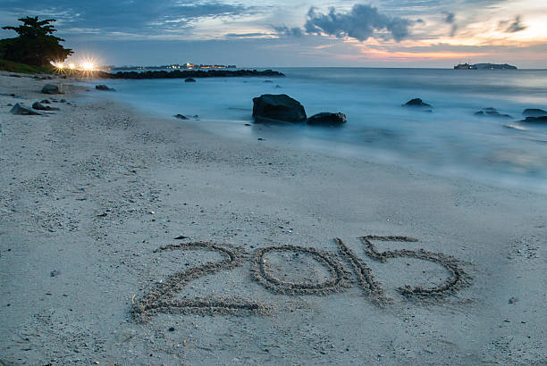 istock Text of 2015 written on sand 528313813