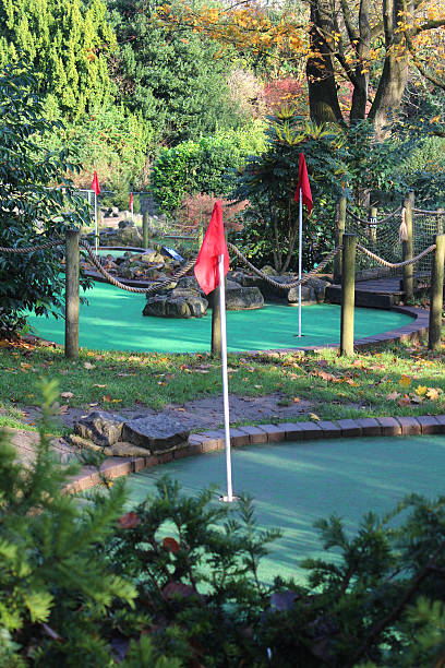 istock Image of miniature golf course (crazy golf), putting greens / flags 528314183