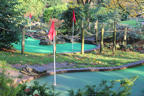 istock Image of miniature golf course (crazy golf), putting greens / flags 528314187