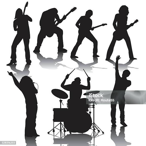 Musicians Stock Illustration - Download Image Now - In Silhouette, Rock Musician, Rock Group