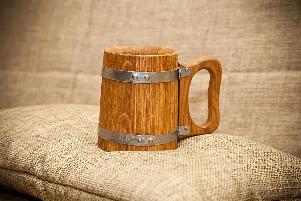 Old wooden mug