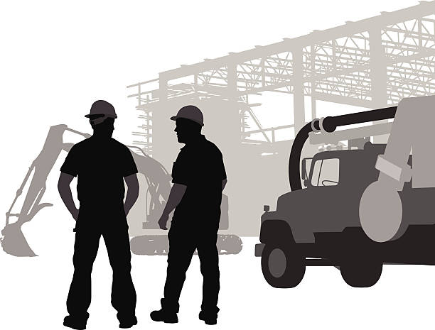 constructiontrade - silhouette men foreman mature adult stock illustrations