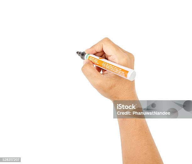 Hand Holding A Black Marker Isolated On White Background Stock Photo - Download Image Now