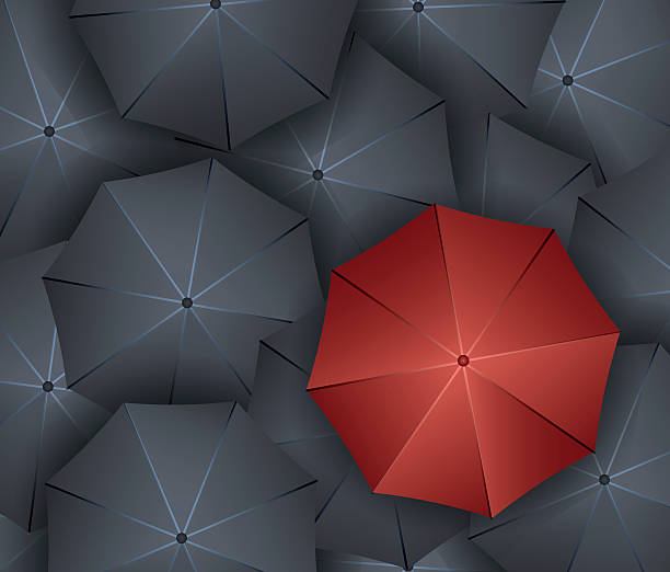 istock Concept of leader. Different umbrella over many others 528318007