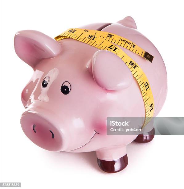 Piggy Bank With Tape Measure Stock Photo - Download Image Now - Planning, Too Small, Abundance