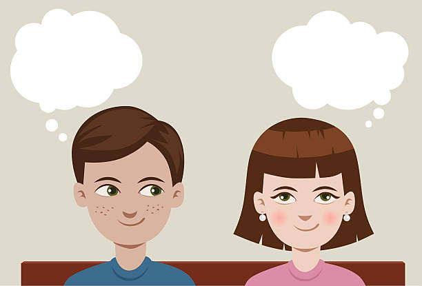 boy and girl vector art illustration