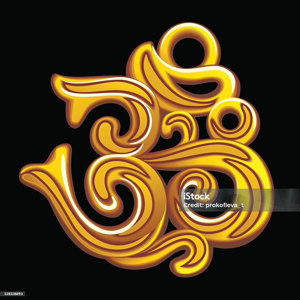 Collection of mascots: golden OM Vector mascots on the black background Abstract stock vector