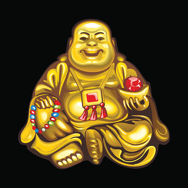 Collection of mascots: Hotei Vector mascots on the black background hotei the god of happiness stock illustrations