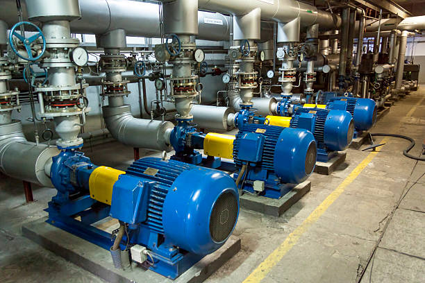 голубой industrial pump - electric motor стоковые фото и изображения