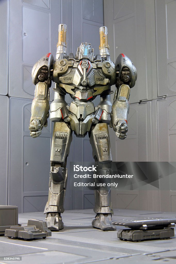 Marshall Machine Vancouver, Canada - September 21, 2014: A model of Coyote Tango, a "Jaeger" robot from the film Pacific Rim. The model was made by Reel Toys. Coyote Tango is a Mark One Jaeger that defended Japan before finally being destroyed at St. Lawrence Island Air Force Stock Photo