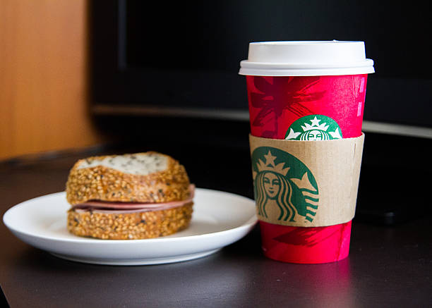 Breakfast of coffee with sandwiches