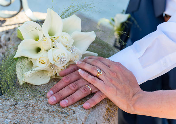 istock Bride and Groom wedding rings 528342457
