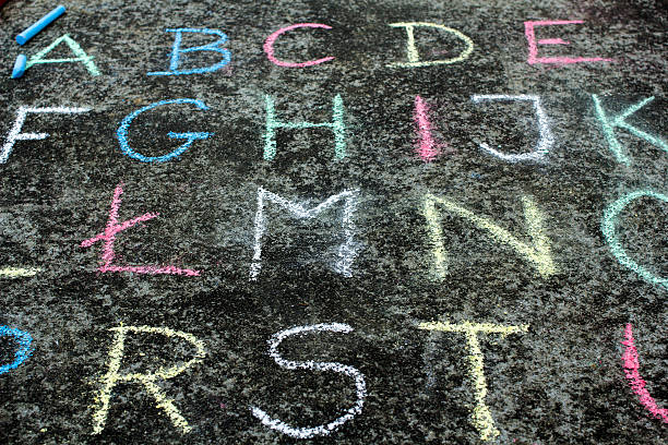 istock alphabet written in colorful chalk on the asphalt 528343245