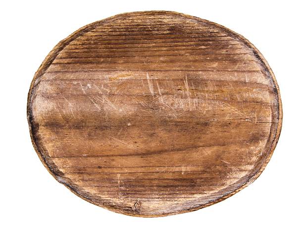 istock old oval wooden tablet isolated on white background 528360161