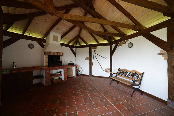 istock cozy veranda in wooden house 528360367