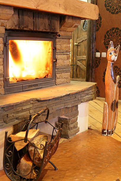 istock cozy and stylish fire place 528360397