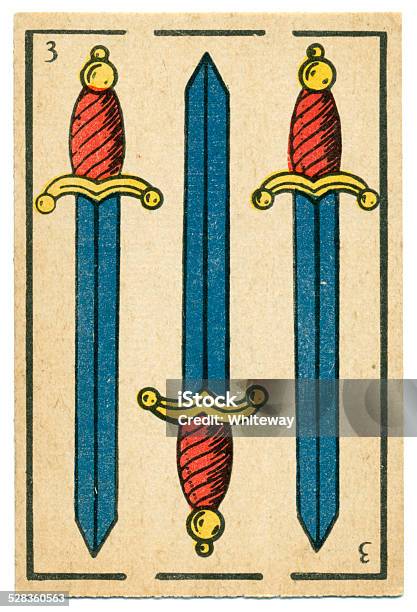 Marokkanische Spielkarte Baraja 1890 Pikdrei Espadas Swords Stockfoto und mehr Bilder von 1890