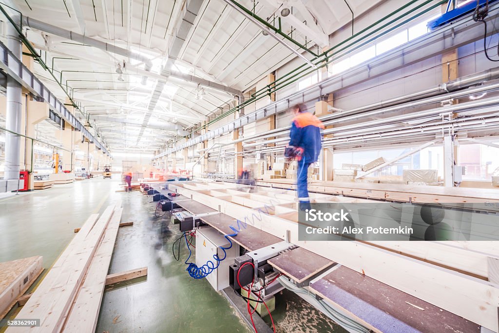 Factory: lumber yard Lumber Factory: timber industry, manufacture of the plank Factory Stock Photo