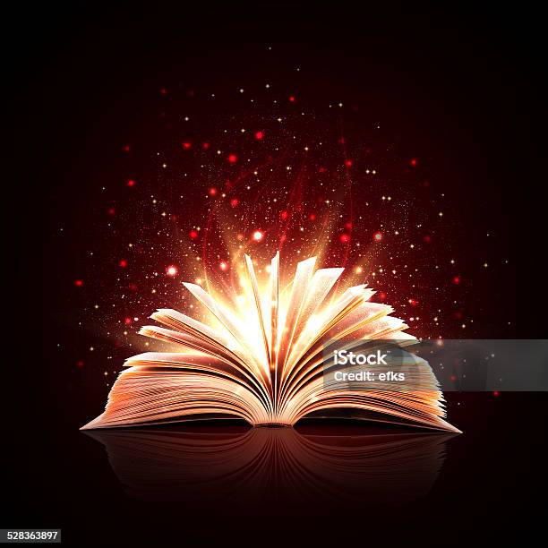 Magic Book With Magic Lights Stock Photo - Download Image Now - Book, Glowing, Bible
