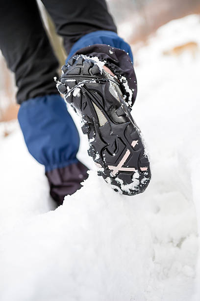 istock Hiker walking on snow in winter forest 528371475