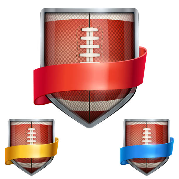 istock Set of Bright shield in the football ball inside with 528374363