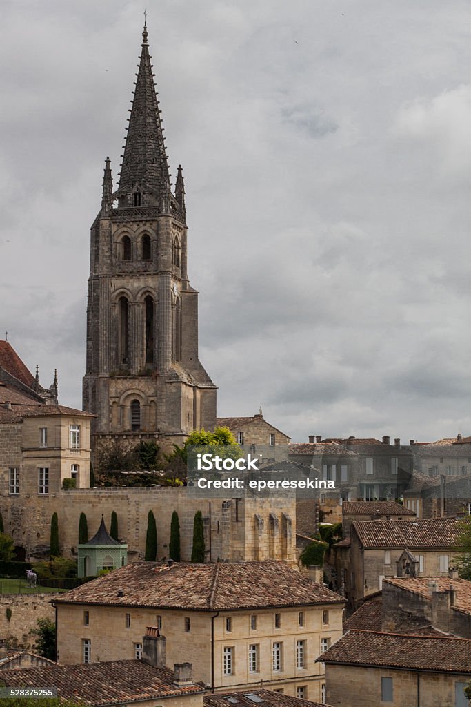 catholic church in old little french town Aquitaine Stock Photo