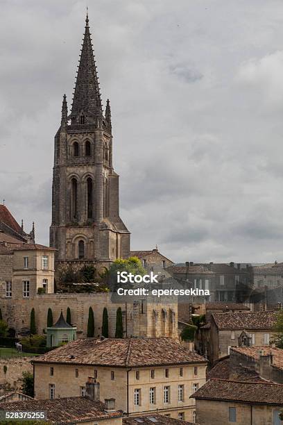 Catholic Church In Old Little French Town Stock Photo - Download Image Now - Aquitaine, Building Exterior, Built Structure