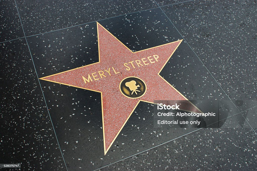 Star on Walk of Fame Los Angeles, USA - April 18, 2014: Meryl Streep star on Hollywood Walk of Fame in Hollywood, California. This star is located on Hollywood Blvd. and is one of over 2000 celebrity stars embedded in the sidewalk. Meryl Streep Stock Photo
