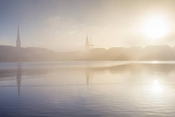 Dense fog over the Alster