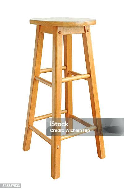 Old Wooden Bar Chair Isolated On White Background Stock Photo - Download Image Now - Wood - Material, Stool, Tall - High