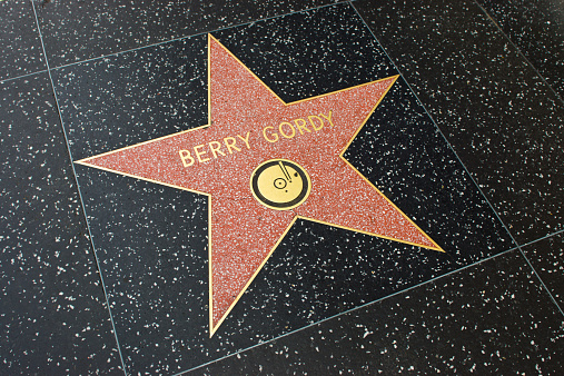 Los Angeles, USA - April 18, 2014: Berry Gordy star on Hollywood Walk of Fame in Hollywood, California. This star is located on Hollywood Blvd. and is one of over 2000 celebrity stars embedded in the sidewalk.