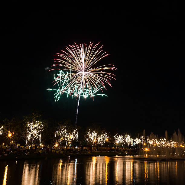 istock Big fireworks in the sky over a parks 528392489