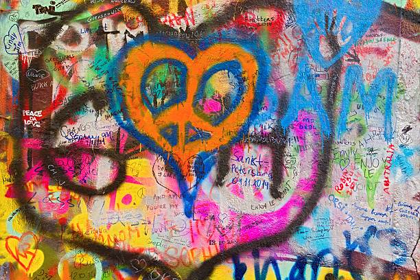 istock Urban wall with drawings in Prague 528393297