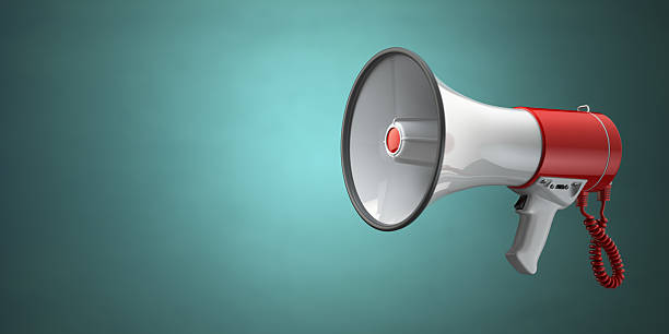 istock Megaphone or loudspeaker on green vintage background. 528394253