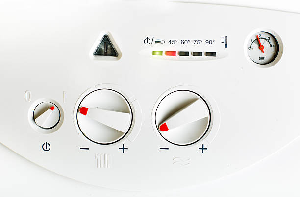 가스 보일러 - boiler gas boiler thermostat control panel 뉴스 사진 이미지