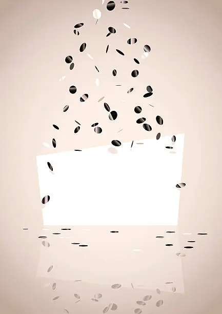 Vector illustration of Light vertical background with flying confetti.