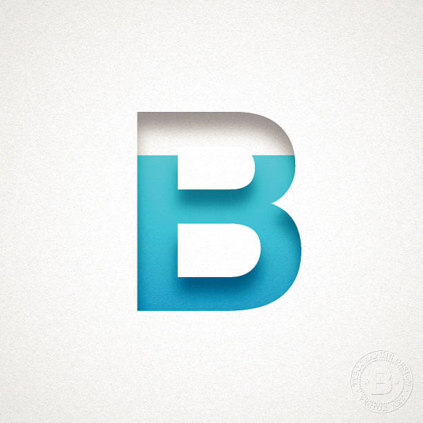 illustrations, cliparts, dessins animés et icônes de b design alphabet lettre sur papier aquarelle bleu - letter b typescript letterpress alphabet